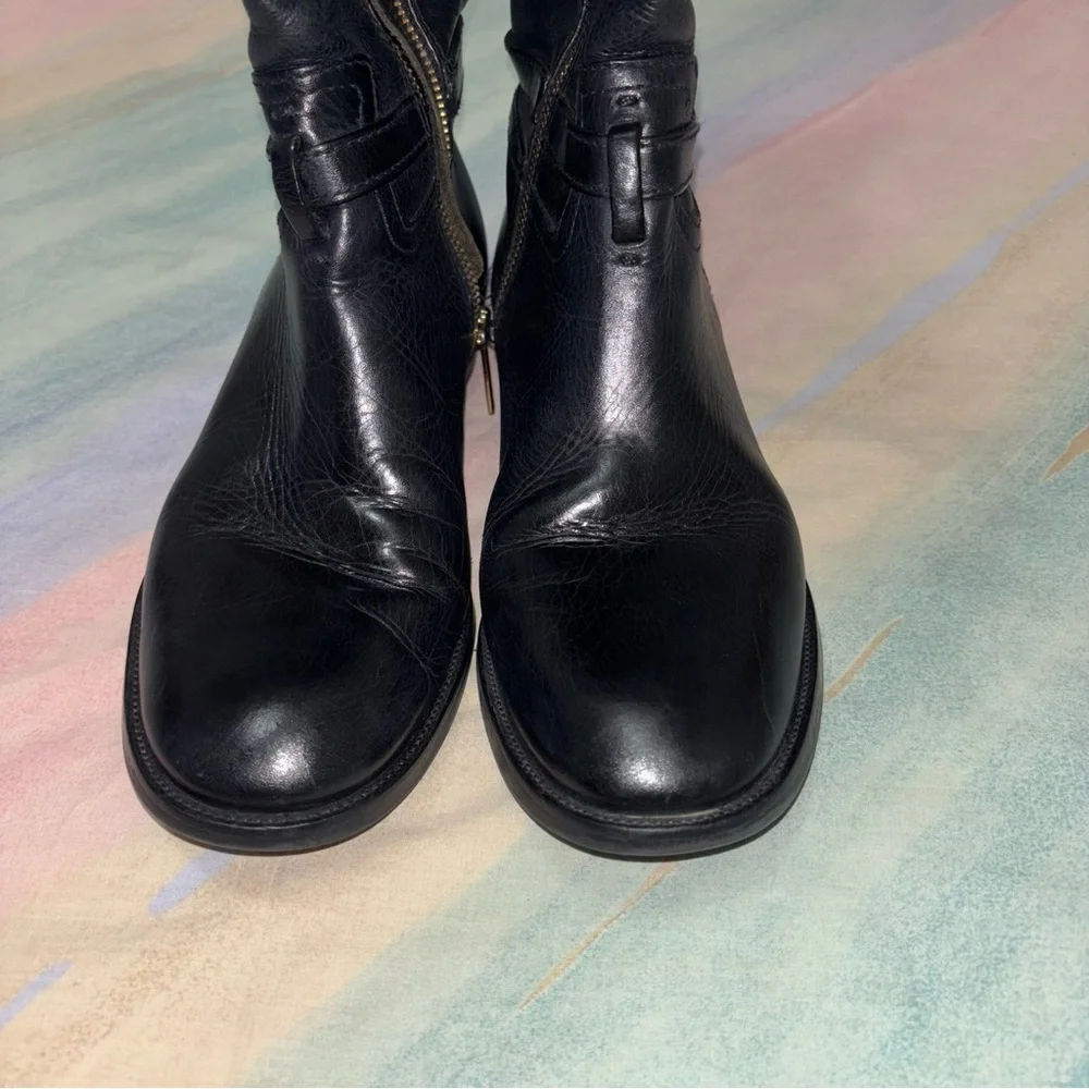 Tory Burch Nadine Riding Boots Black Leather 8.5